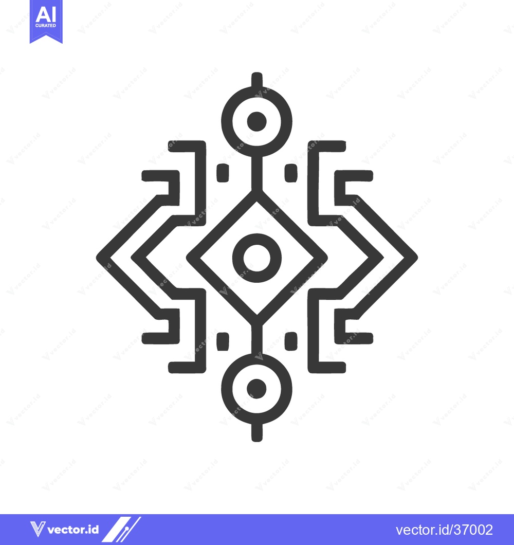 Premium Vector dari Geometric Aztec-Inspired Symbol with Diamond Center and Circular Accen