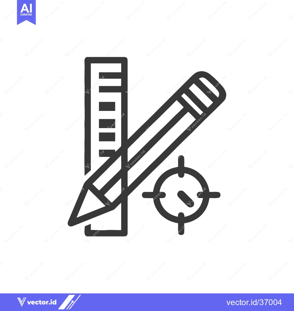 Premium Vector dari Precision Design: Pencil, Ruler, and Target Icon in Minimalist Style