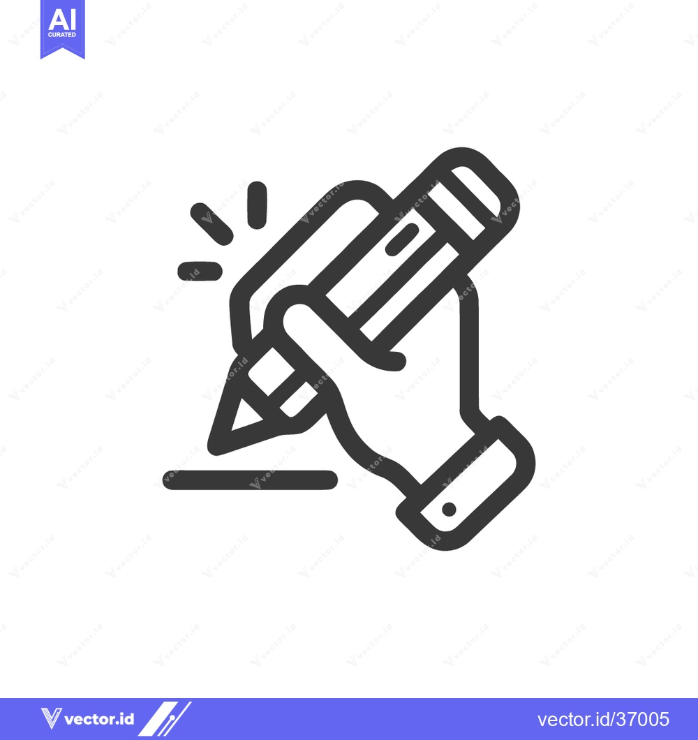 Premium Vector dari Hand Writing with Pencil Icon, Creative Process, Line Art