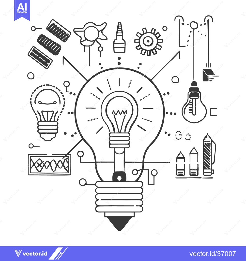 Premium Vector dari A Detailed Line Drawing Depicting Ideas And Innovative Technology
