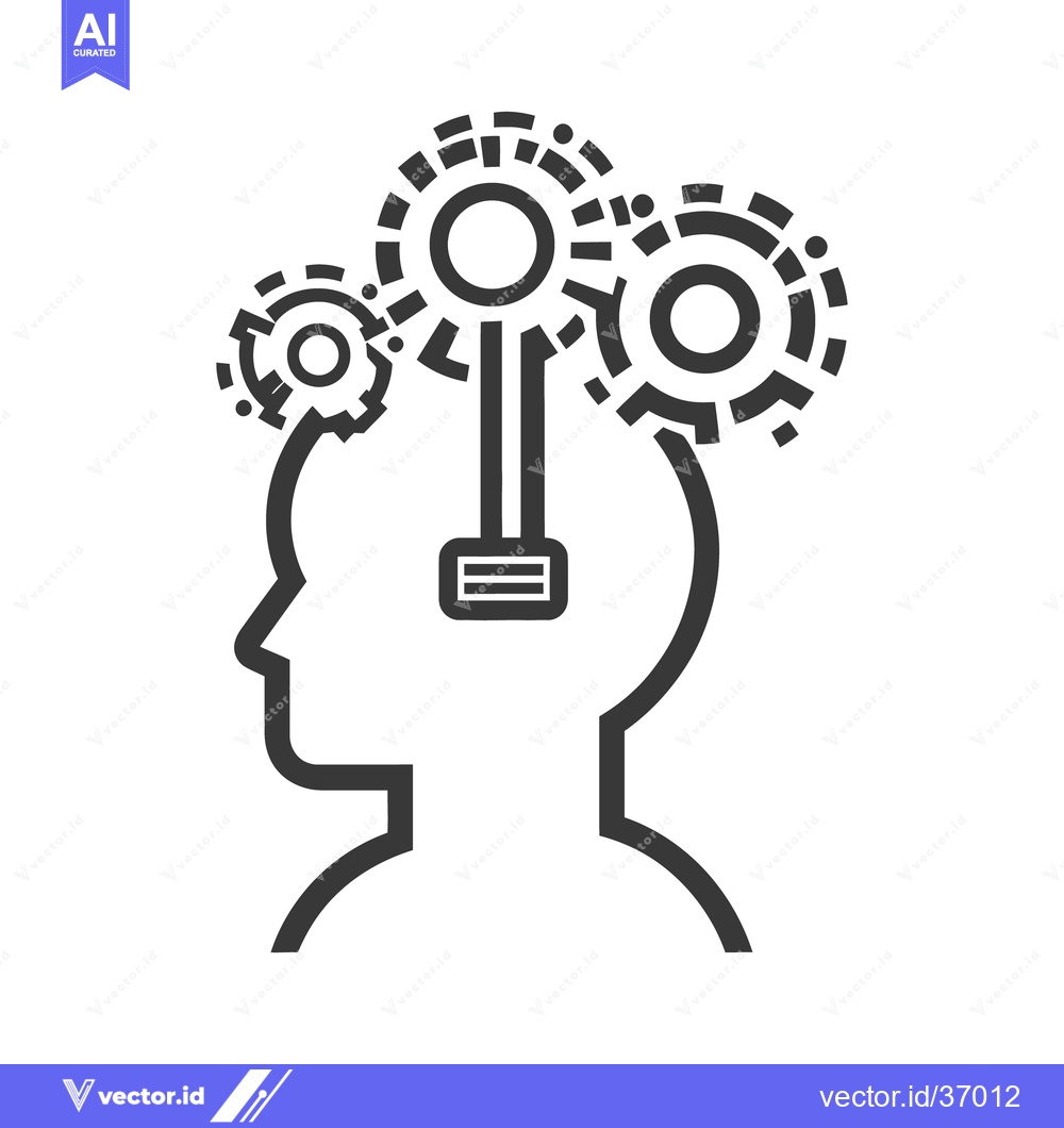 Premium Vector dari An outline of a human head with gears above it