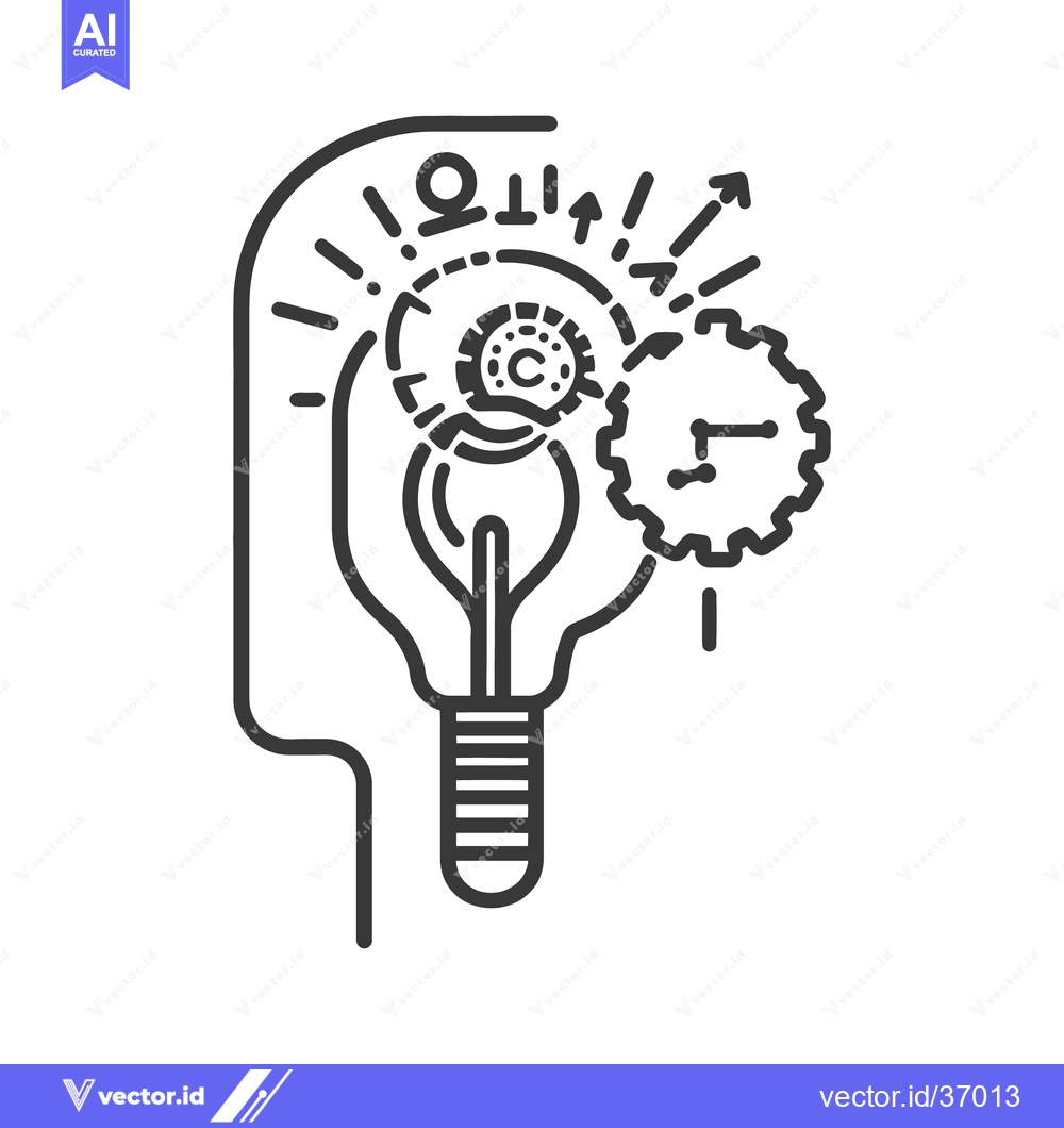 Premium Vector of An illuminated lightbulb and gears depict the idea of innovation