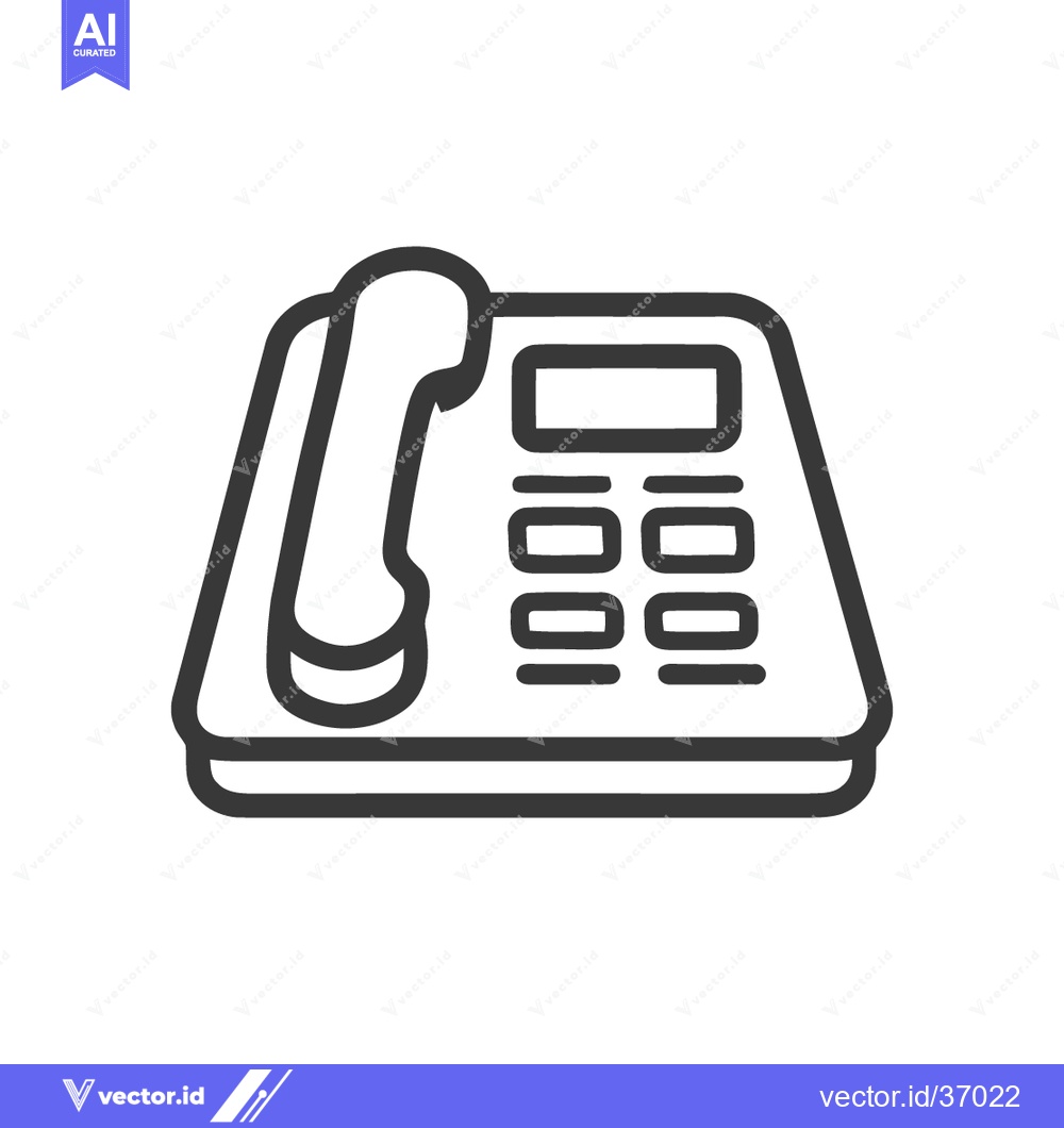 Premium Vector of Minimalist Line Art: Modern Office Phone with Display and Handset