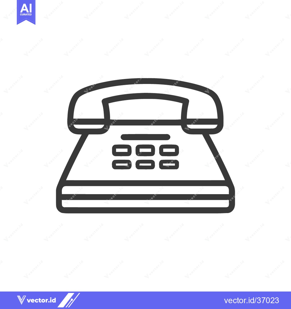 Premium Vector of Classic Telephone Icon: Bold Outline, Retro Design on White Background