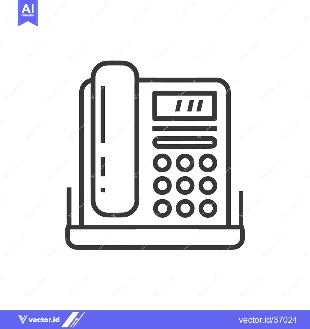 Premium Vector dari Minimalist Line Art: Classic Office Desk Phone Icon on White Backgroun