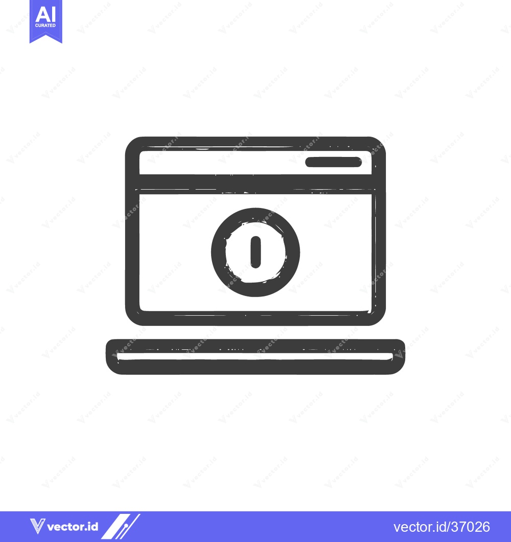 Premium Vector dari Hand-Drawn Laptop Icon with Power Button, Sketchy Style
