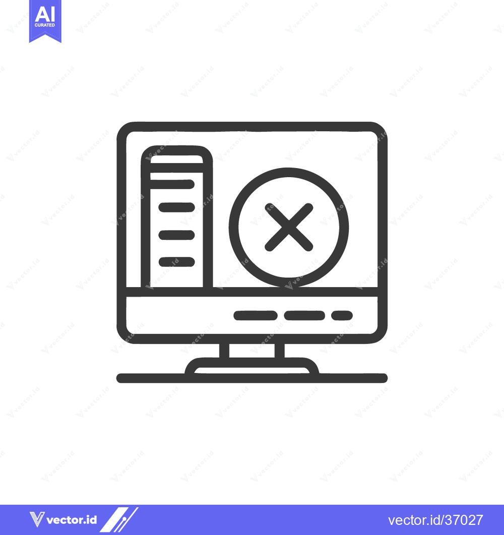Premium Vector dari Error Message on Computer Screen: Line Art Icon of System Failure