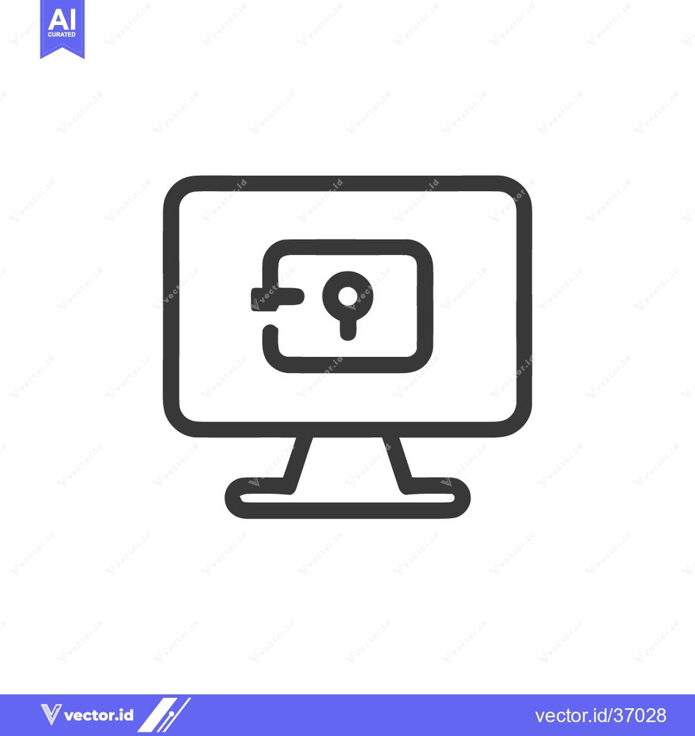 Premium Vector dari Secure Online Banking: Computer Screen Displaying Vault Icon, Digital