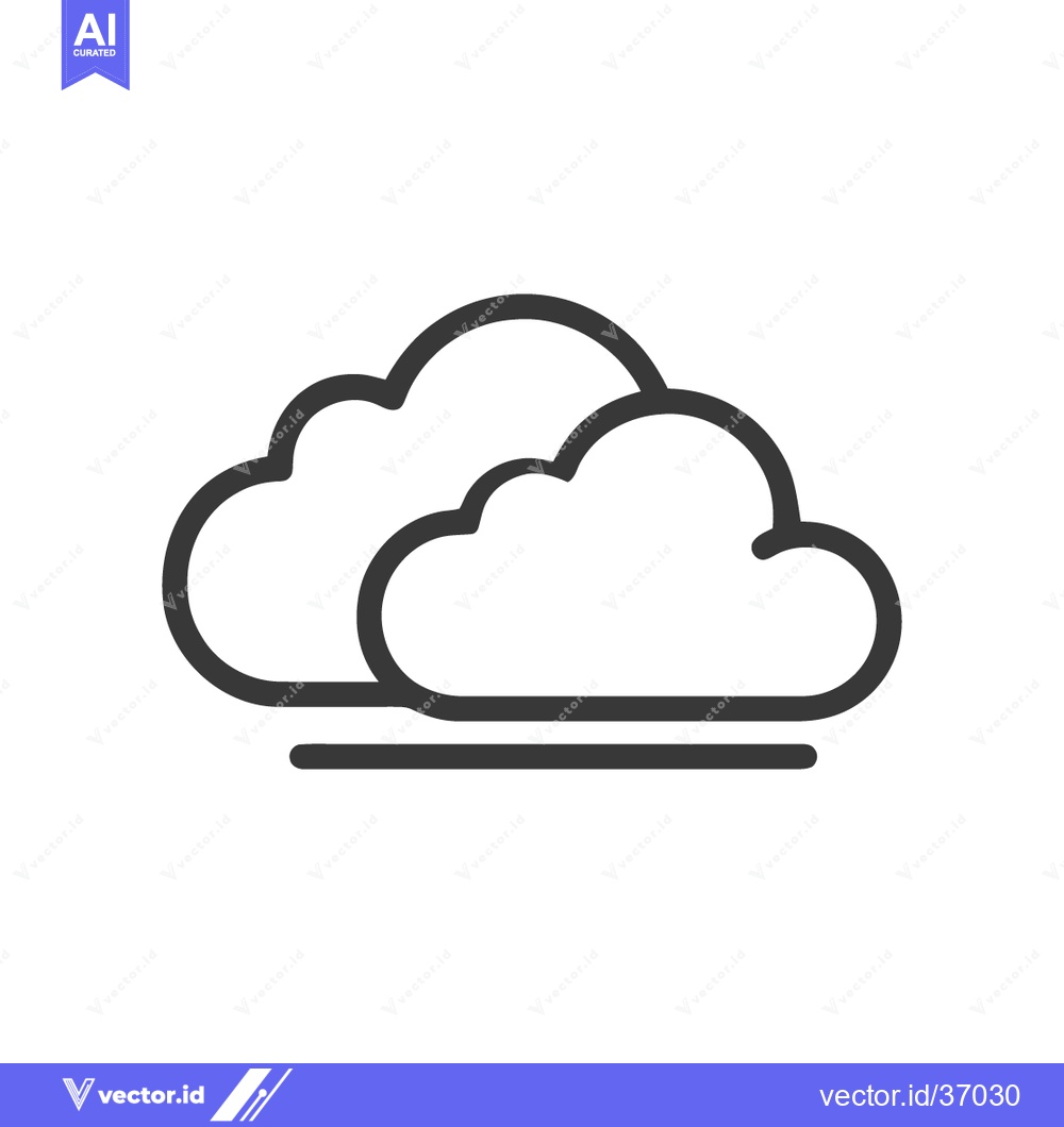 Premium Vector dari Minimalist Cloud Icon: Two Clouds with Horizontal Line, Weather Symbol