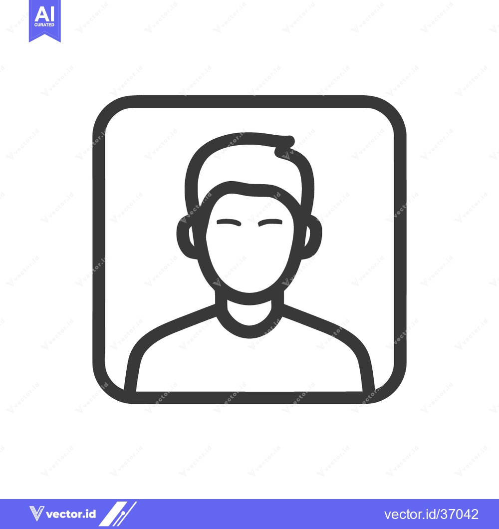 Premium Vector dari Minimalist Profile Icon: Man's Silhouette in Rounded Square Frame, Mod