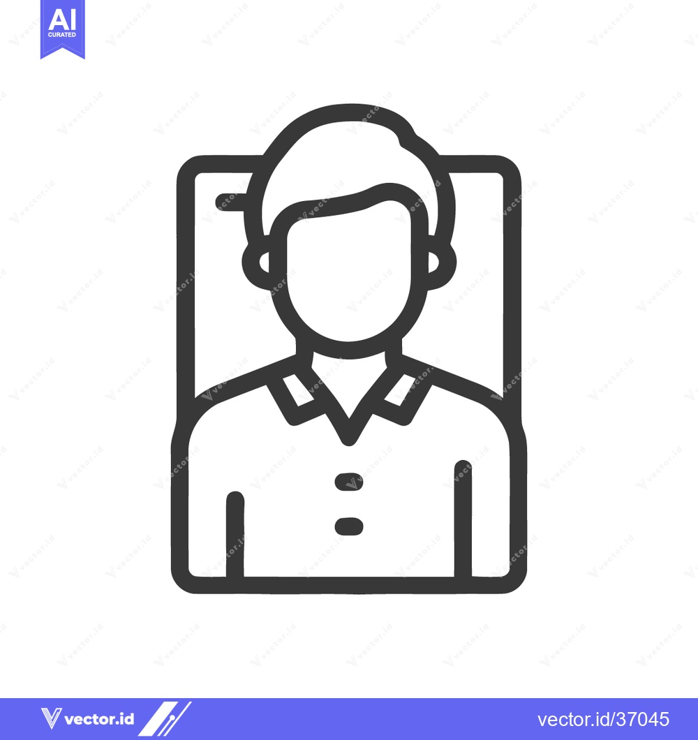 Premium Vector dari Minimalist Line Art: Faceless Man in Shirt, Framed Portrait Icon