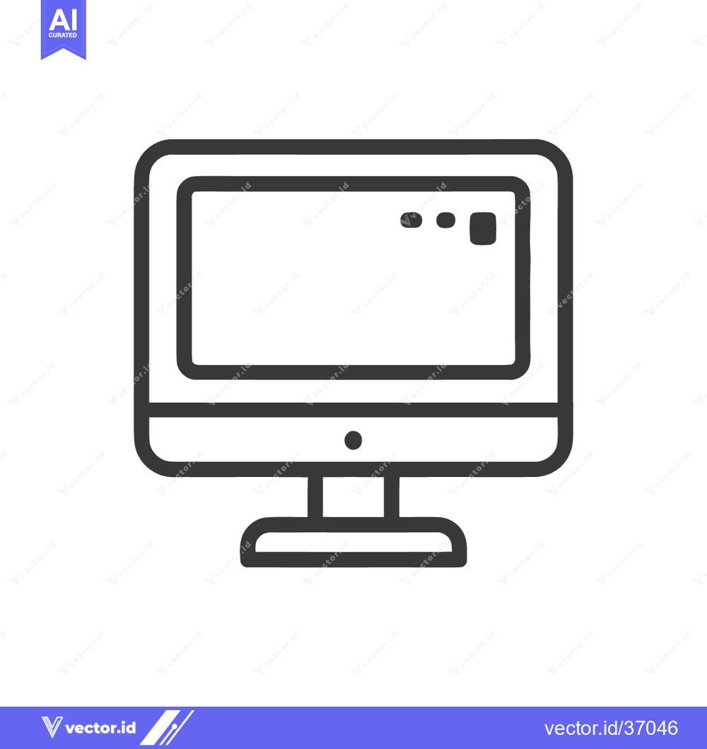 Premium Vector dari Minimalist Computer Icon: Modern Desktop Monitor with Rounded Edges an