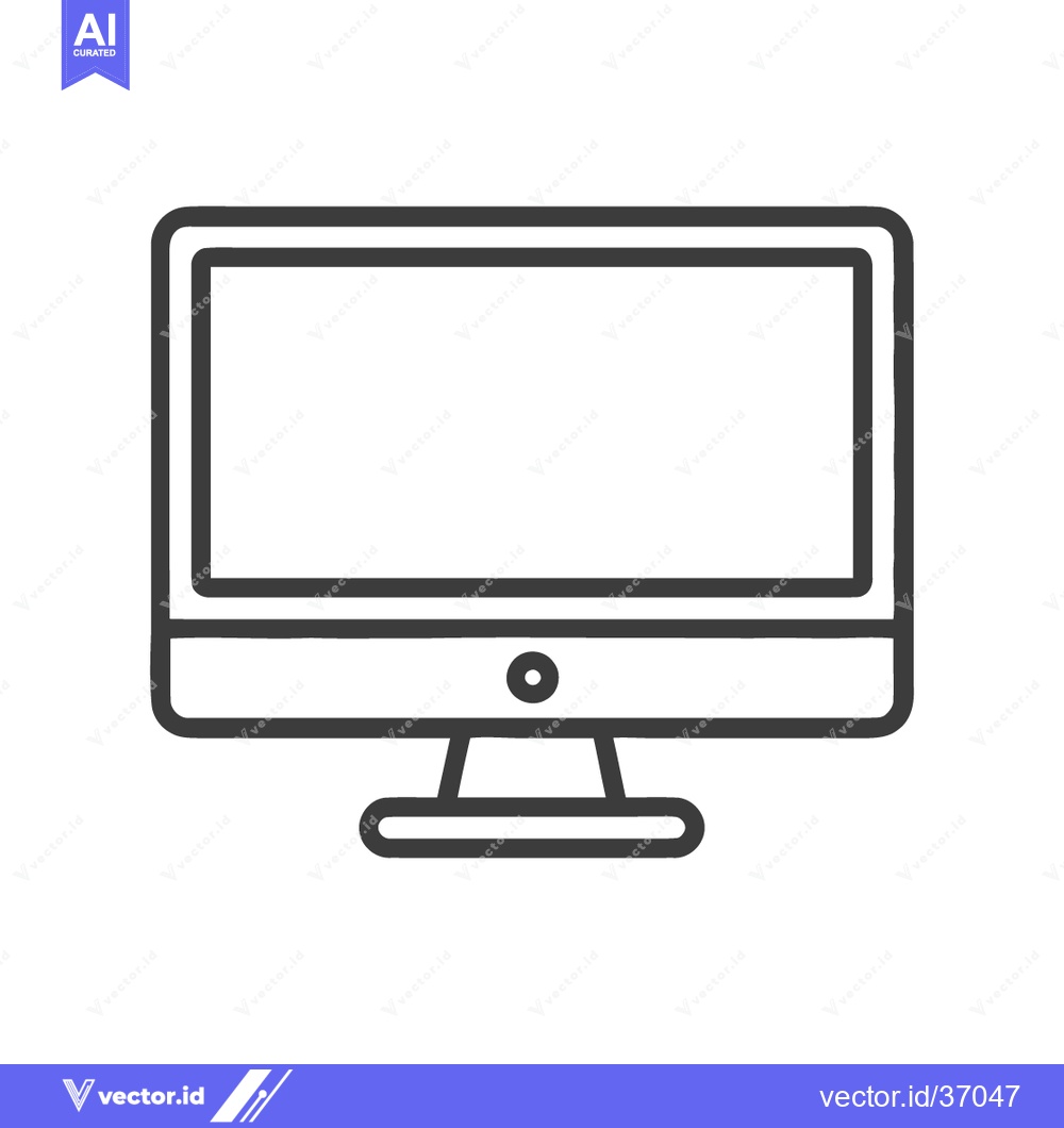 Premium Vector dari Minimalist Computer Monitor Icon: Clean Line Art on White Background
