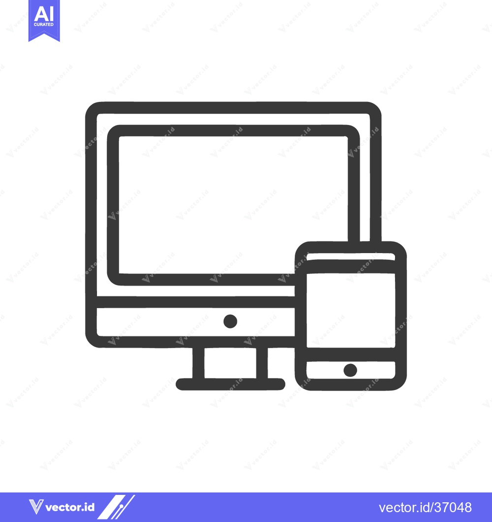 Premium Vector dari Minimalist Icon: Desktop Computer and Smartphone, Responsive Design Co