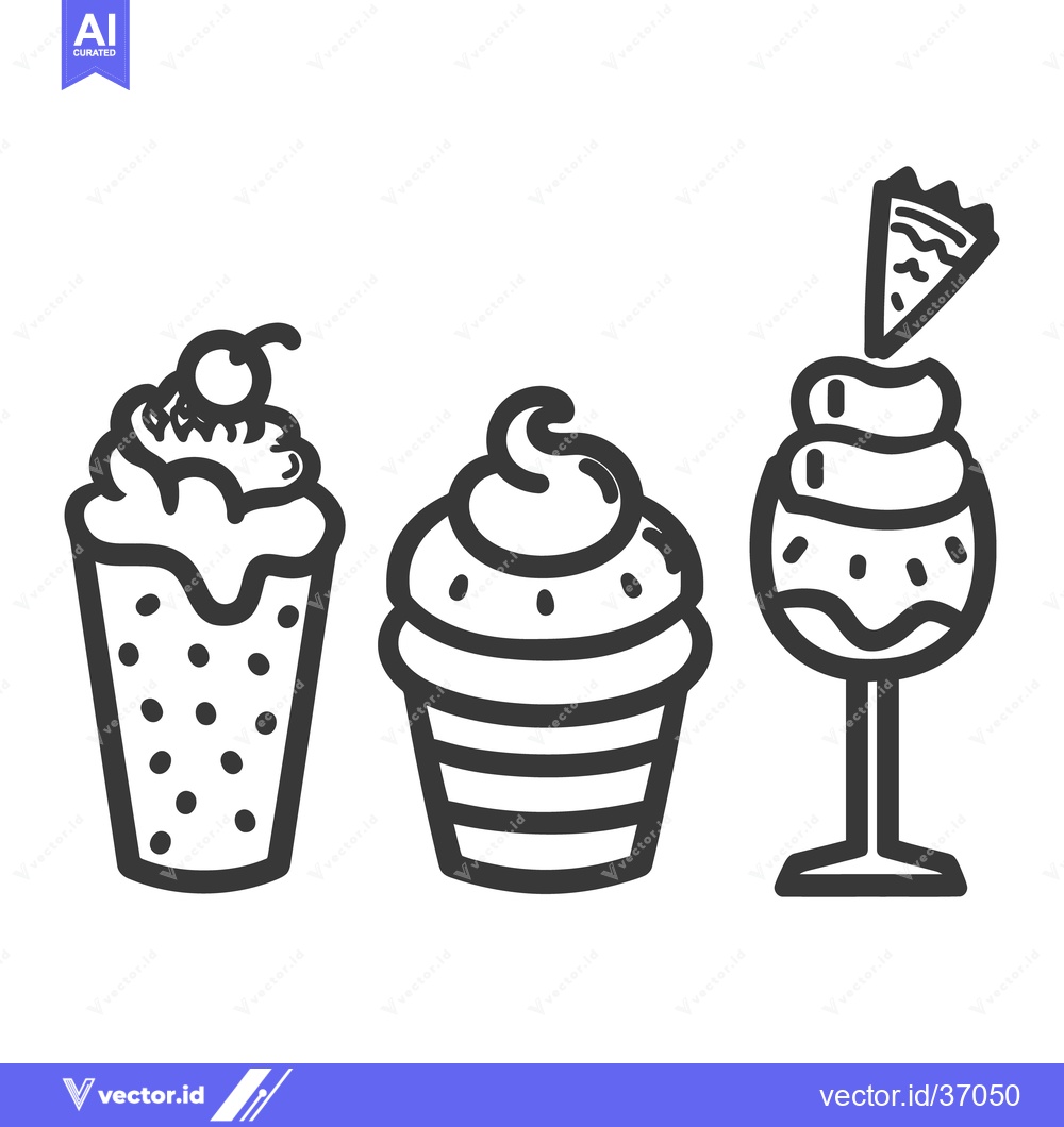 Premium Vector dari Outlined illustrations of various desserts ready to be enjoyed