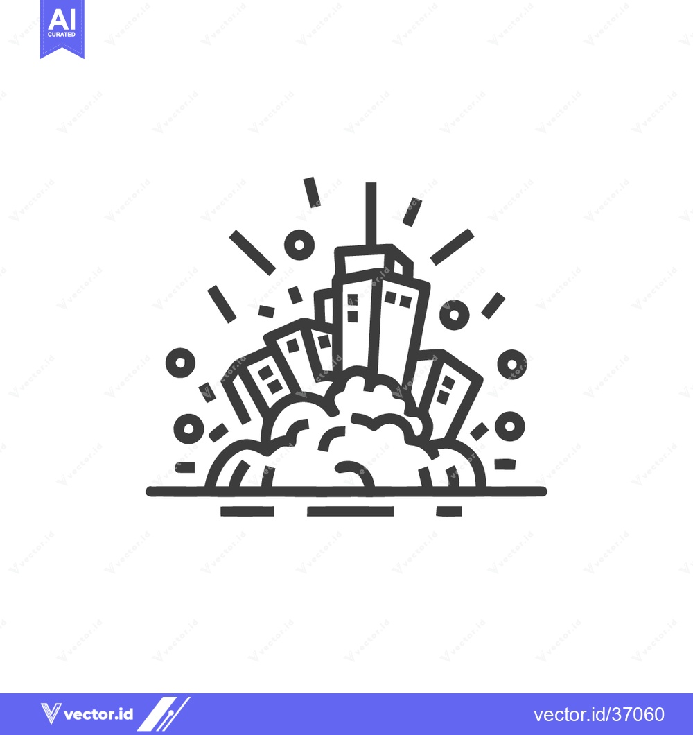 Premium Vector dari Minimalist Cityscape Icon with Celebration Elements and Line Art Style