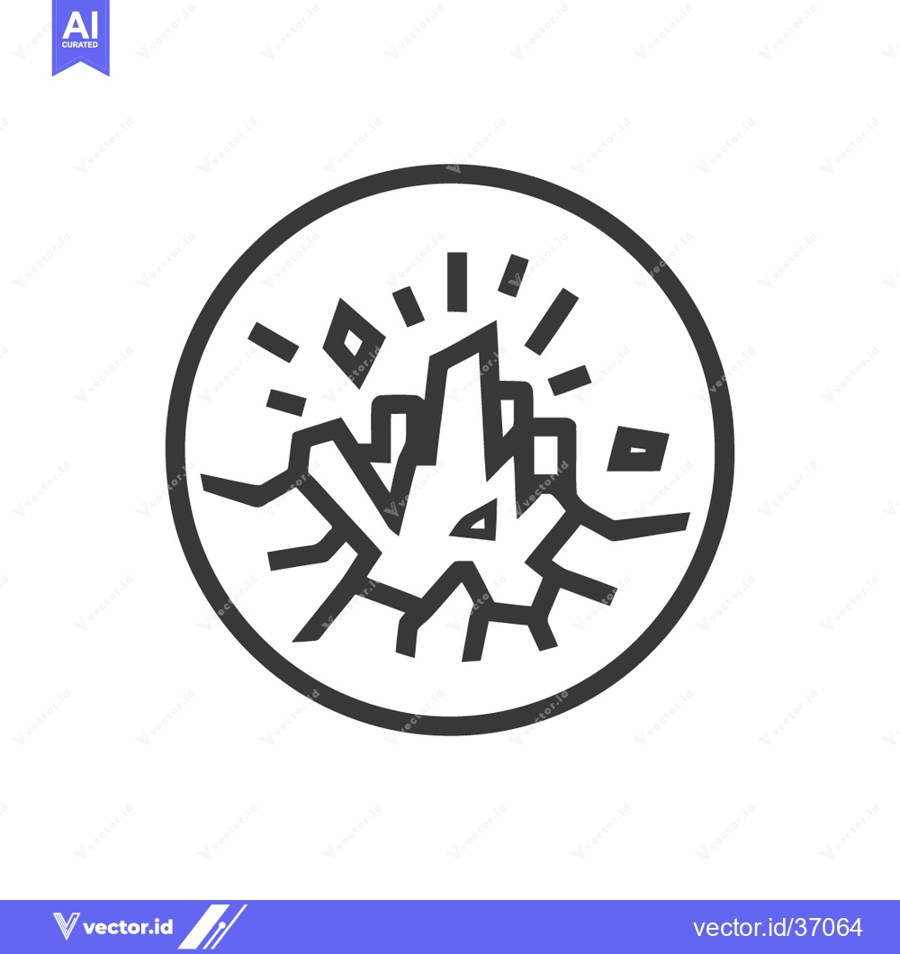 Premium Vector dari Shattered Earth Icon: Minimalist Design with Cracks and Fragments in C