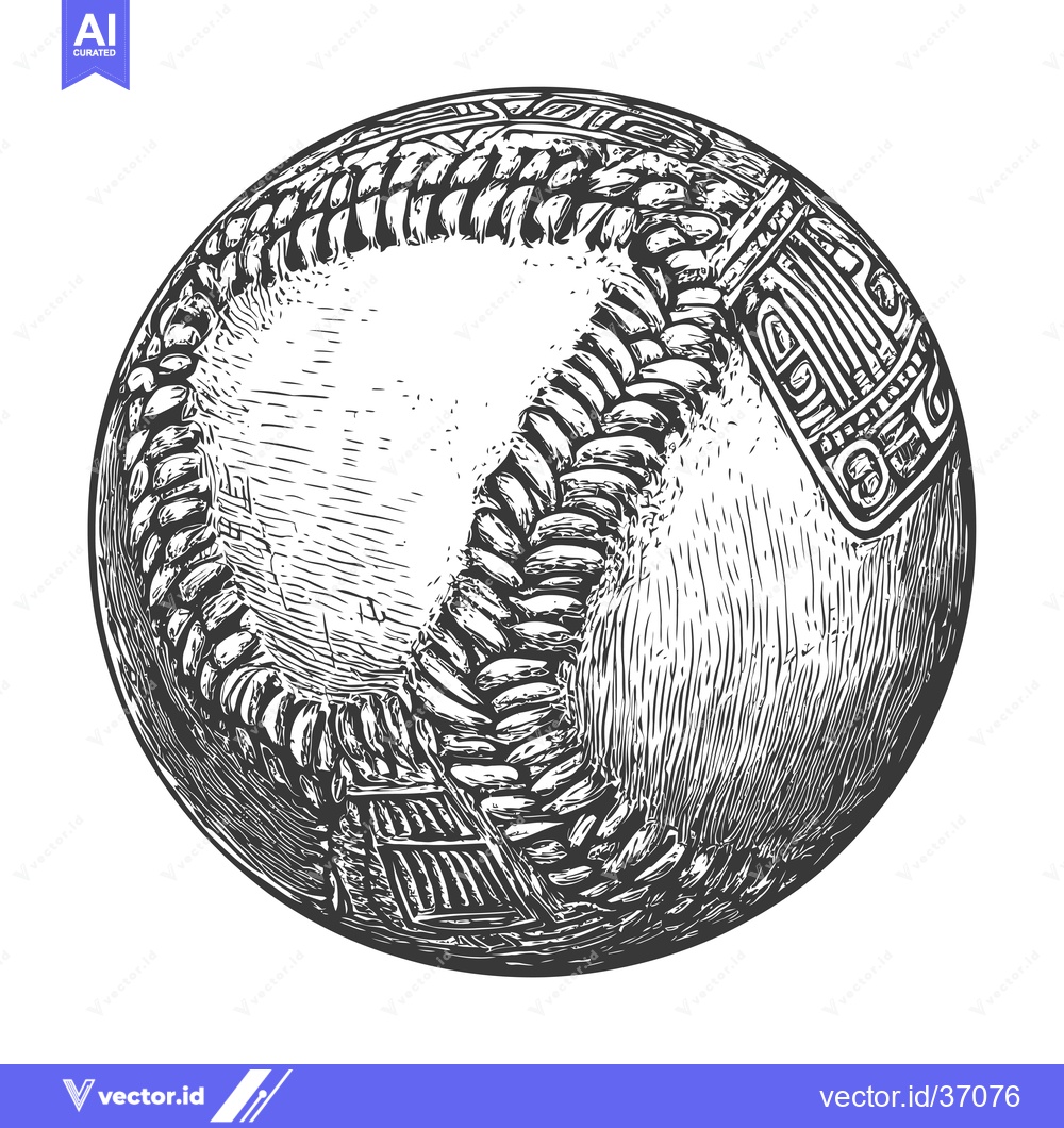 Premium Vector dari Detailed Black and White Hand Drawn Sketch of a Baseball
