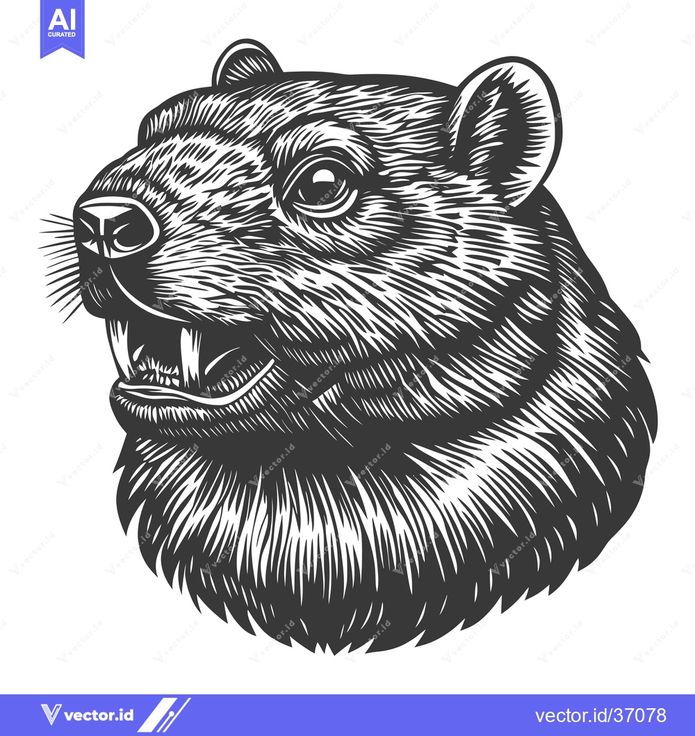 Premium Vector dari Detailed Black and White Illustration of a Bear's Head