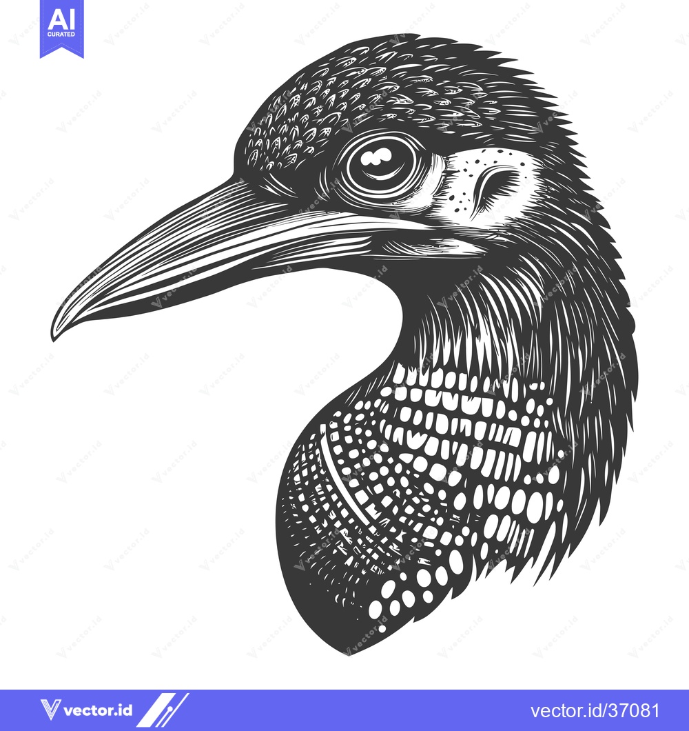 Premium Vector dari Detailed Black and White Illustration of a Bird's Head