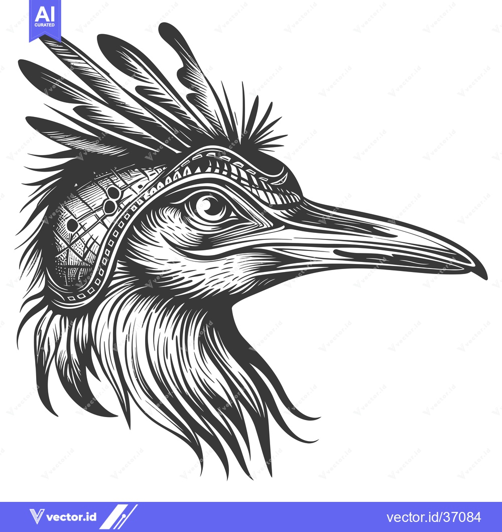 Premium Vector dari Detailed Black and White Illustration of a Bird's Head