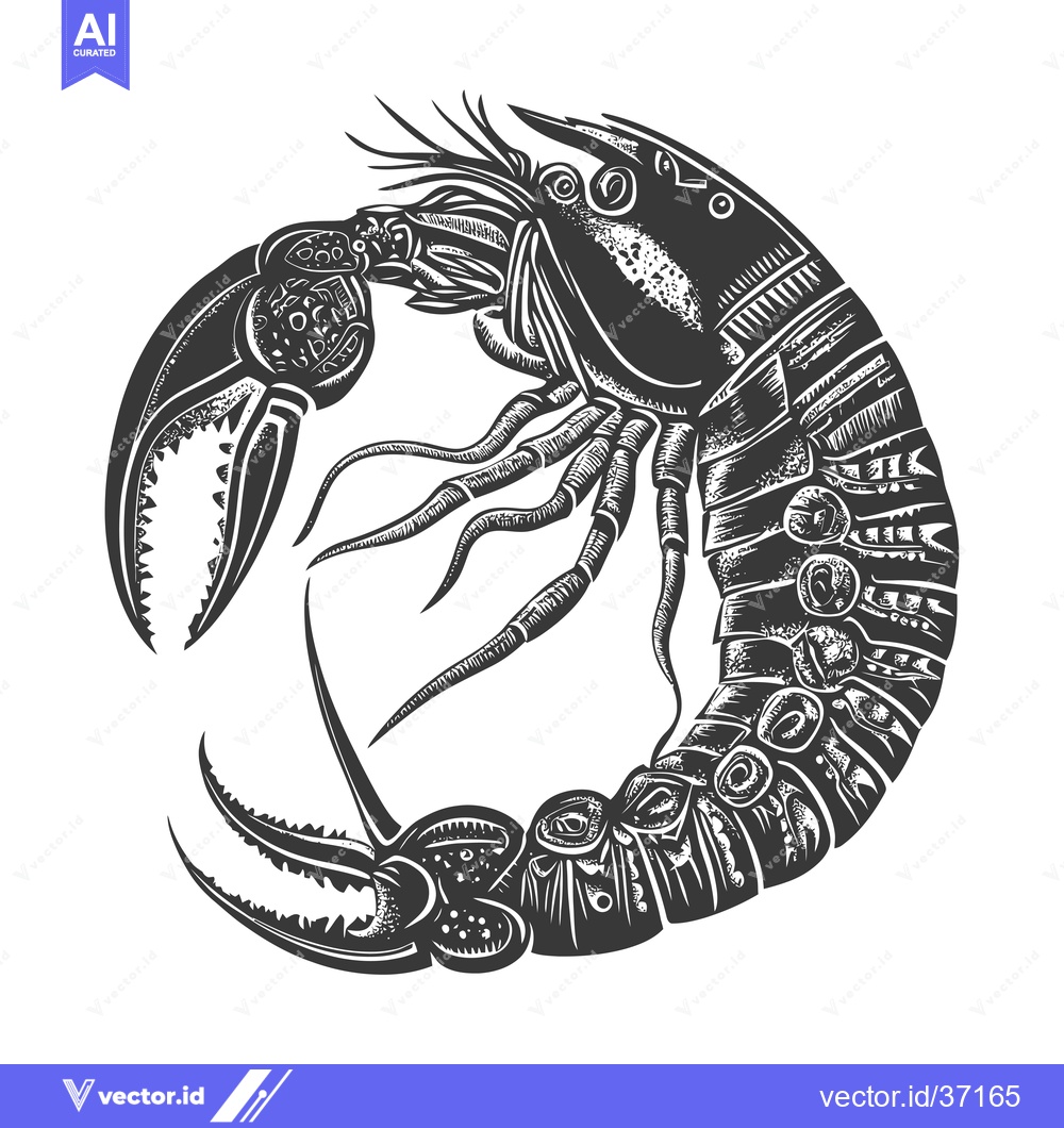 Premium Vector dari Detailed Black and White Illustration of a Lobster