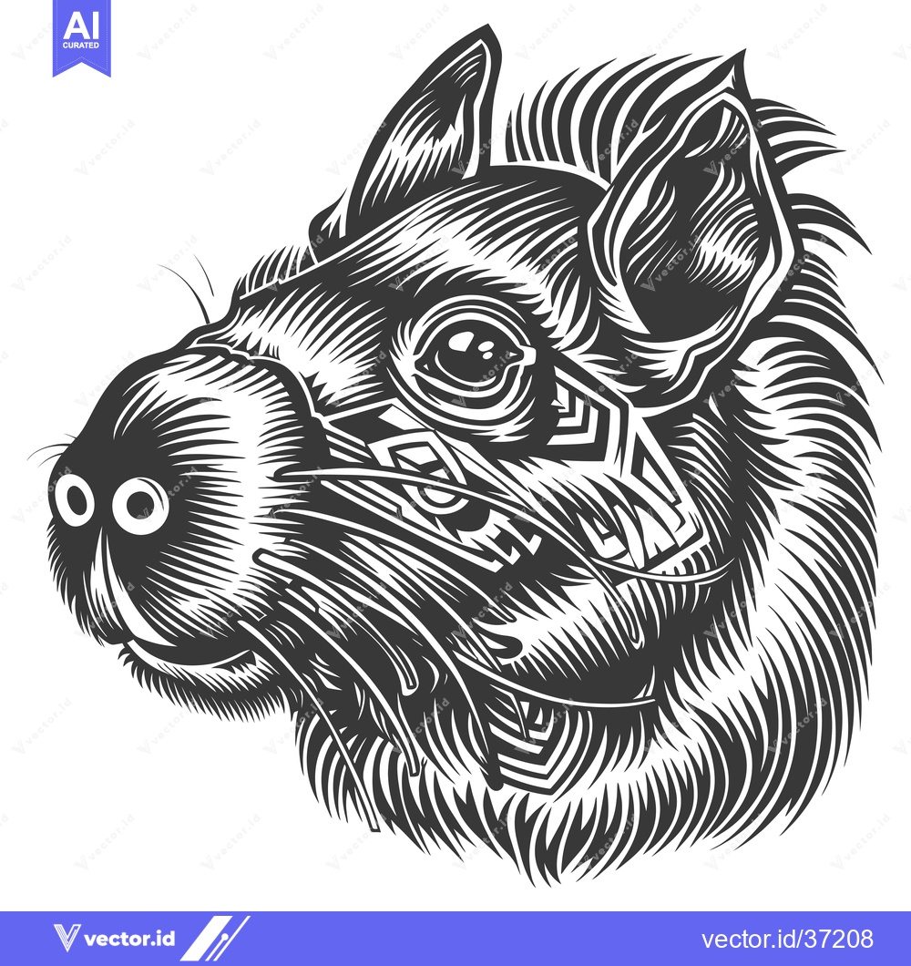 Premium Vector dari Detailed Black and White Illustration of a Pig's Head
