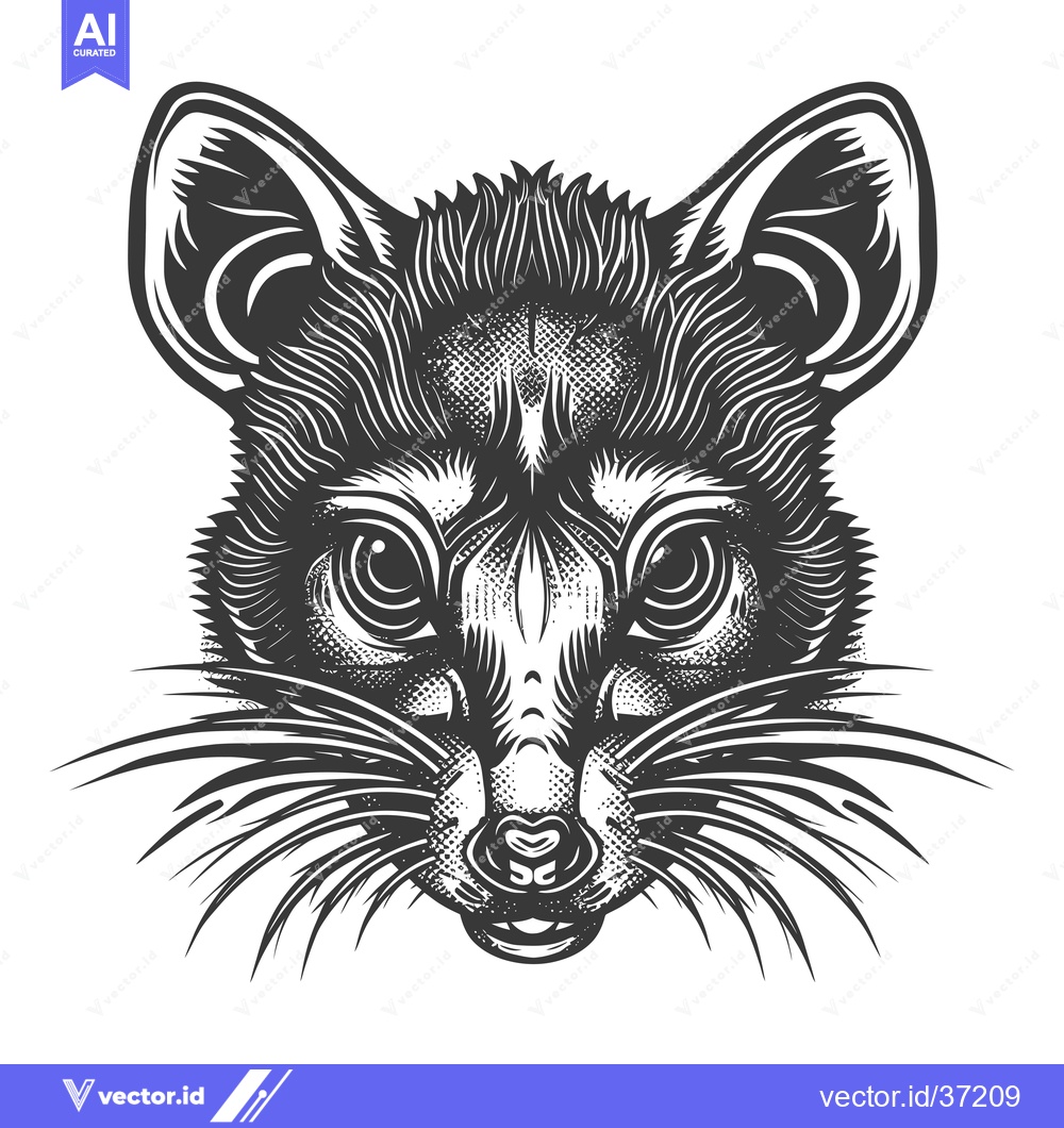 Premium Vector dari Detailed Black and White Illustration of a Possum's Head