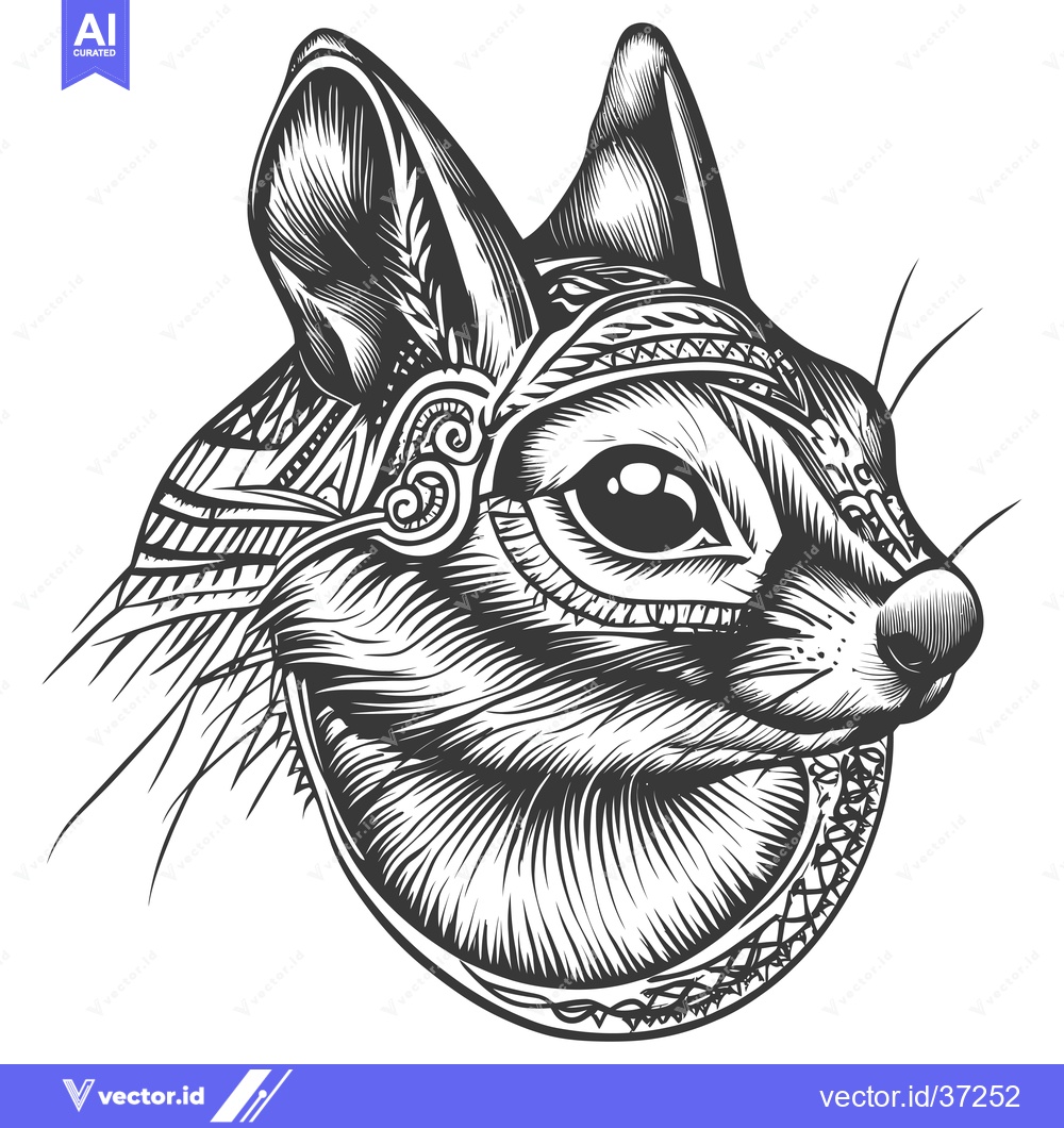 Premium Vector dari Detailed Black and White Illustration of a Squirrel's Head