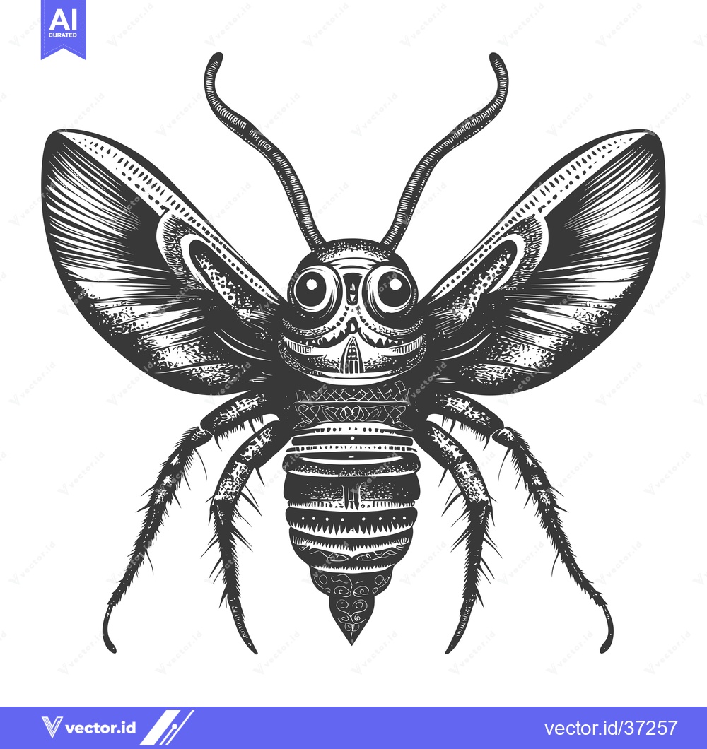 Premium Vector dari Detailed Black and White Illustration of a Stylized Bee