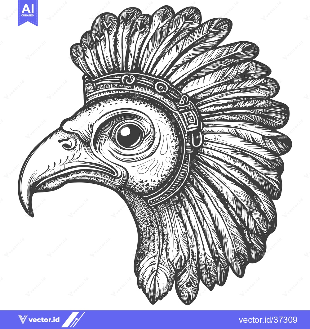 Premium Vector dari Detailed Hand-Drawn Illustration of a Feathered Eagle Head