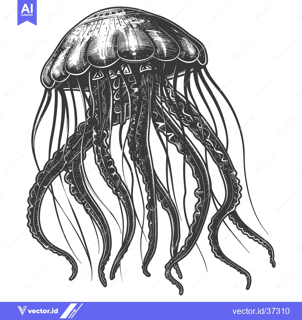Premium Vector of Detailed Hand-Drawn Illustration of a Jellyfish