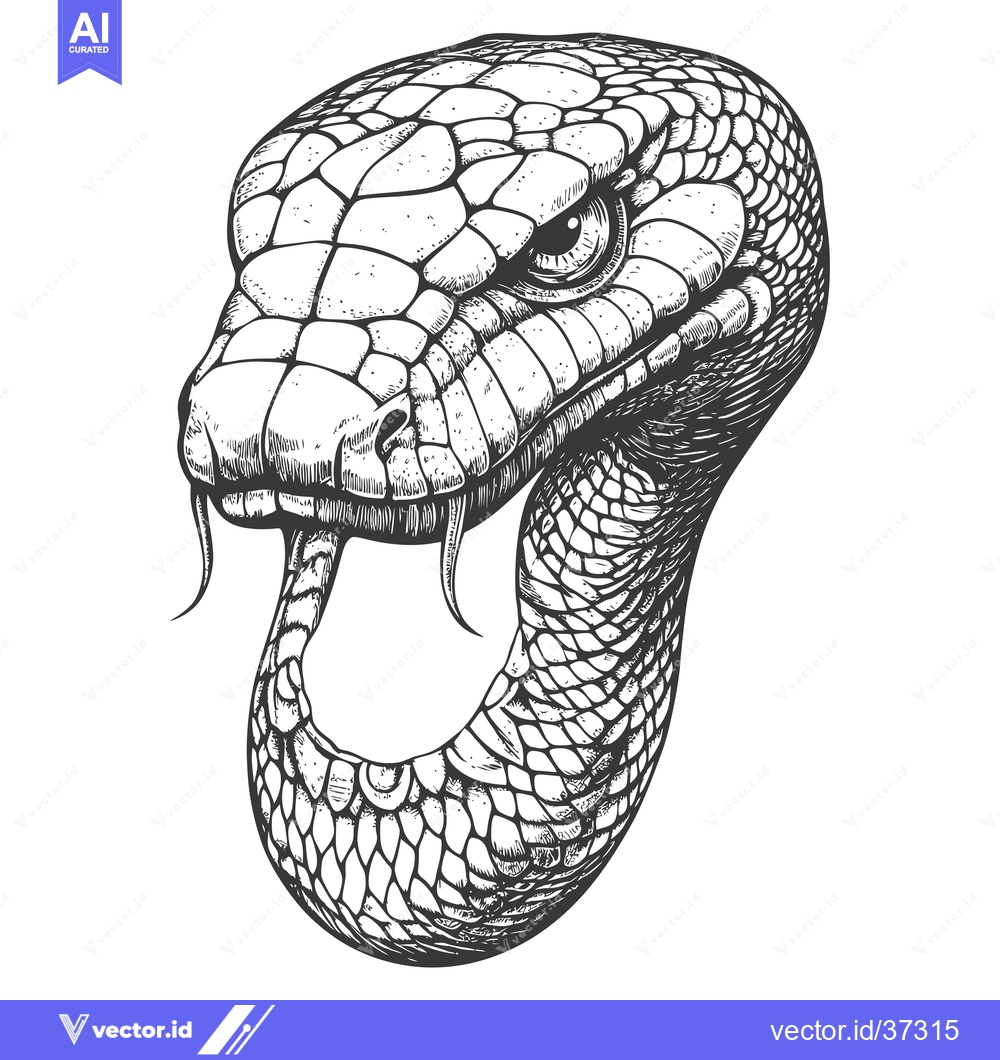 Premium Vector of Detailed Hand-Drawn Illustration of a Snake's Head