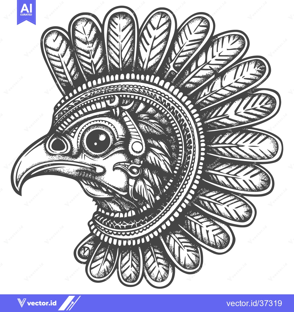 Premium Vector dari Detailed Illustration of a Bird Head with Feathers