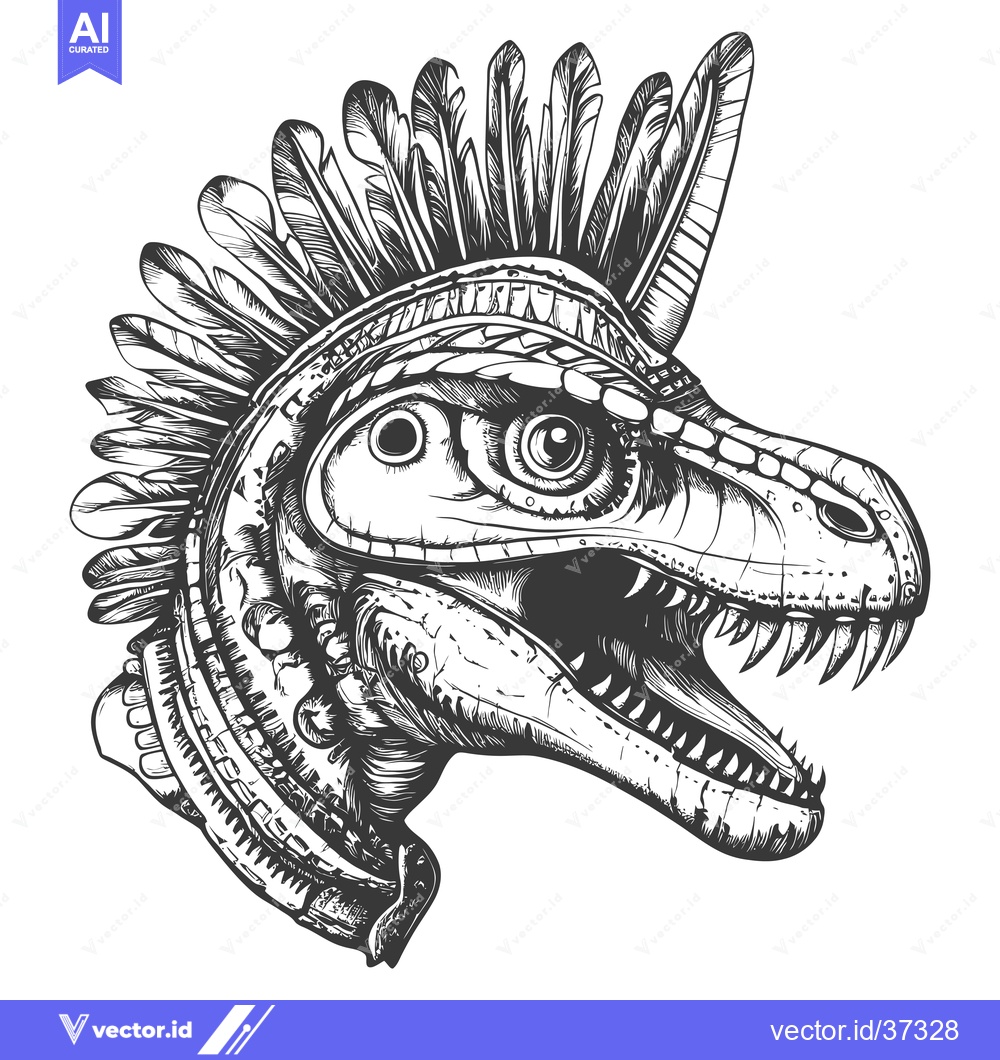 Premium Vector dari Detailed Illustration of a Dinosaur Head with Feathers
