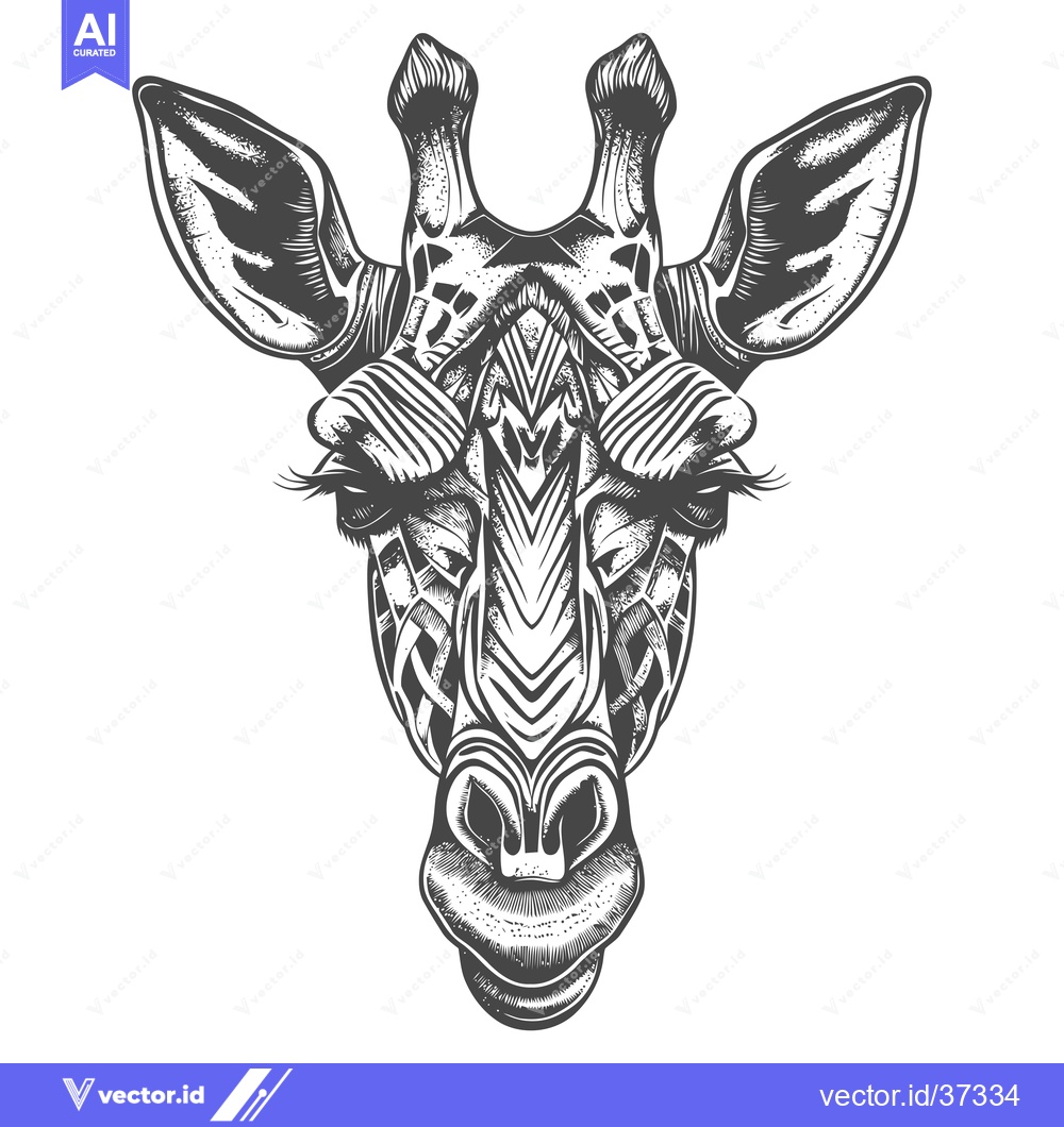 Premium Vector of Detailed Illustration of a Giraffe's Face with Patterned Fur