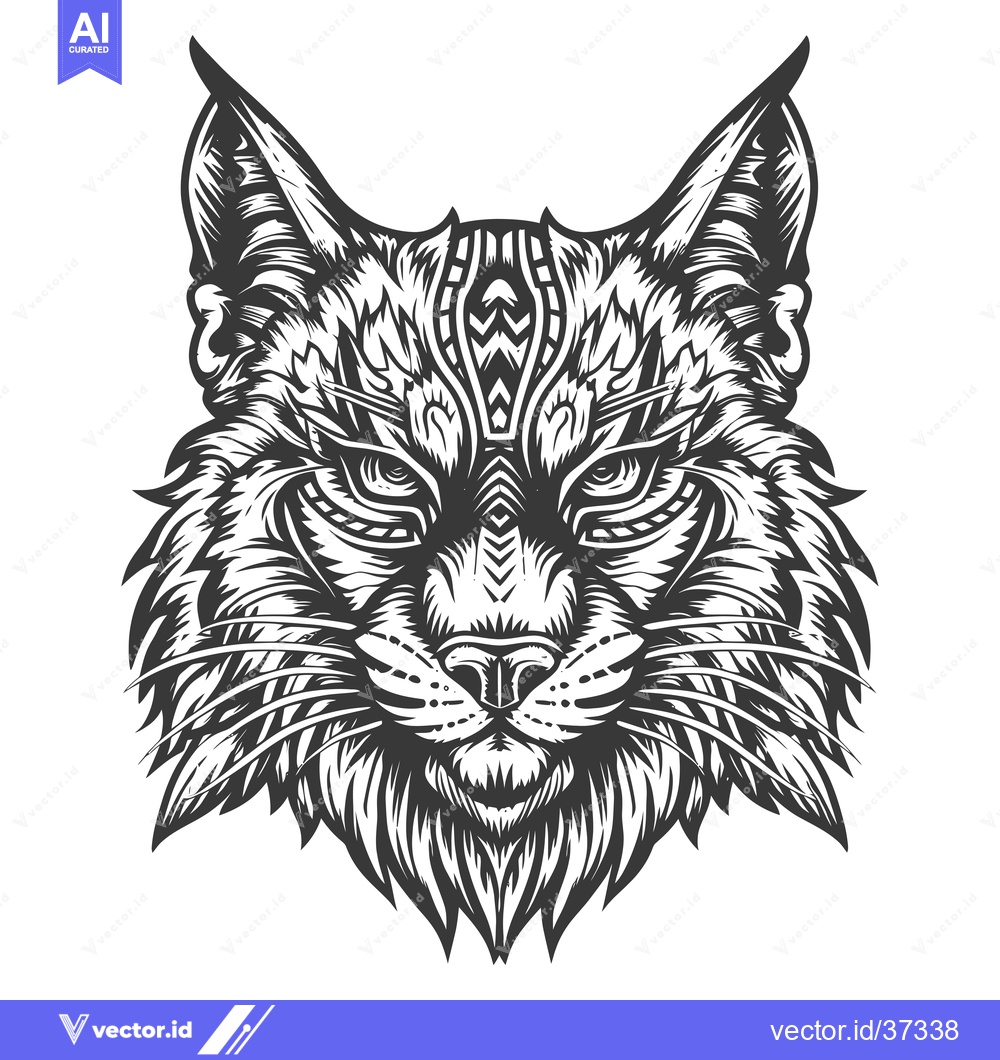 Premium Vector dari Detailed Illustration of a Lynx's Head with Tribal Designs
