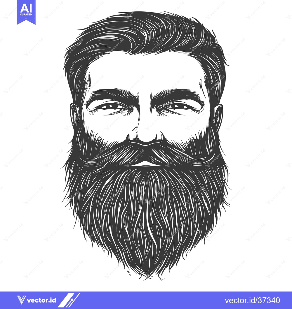 Premium Vector of Detailed Illustration of a Man with a Long, Full Beard