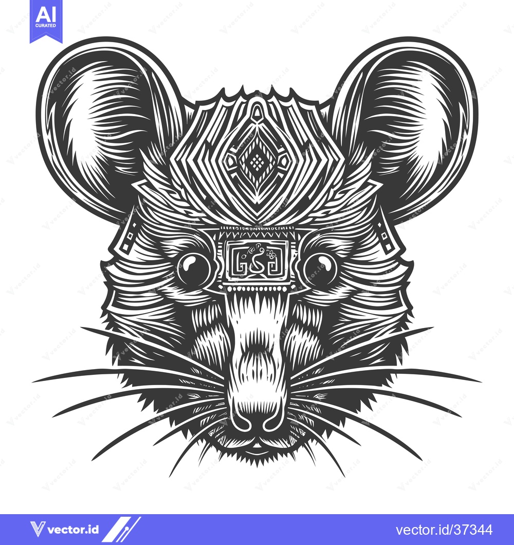 Premium Vector of Detailed Illustration of a Mouse's Head with Geometric Patterns