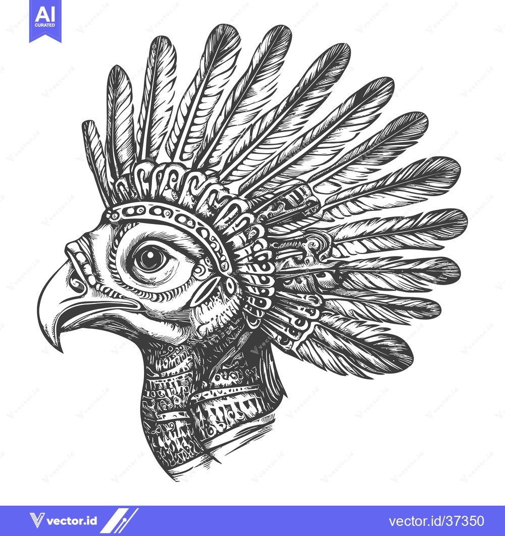 Premium Vector dari Detailed Illustration of an Eagle with a Feather Headress