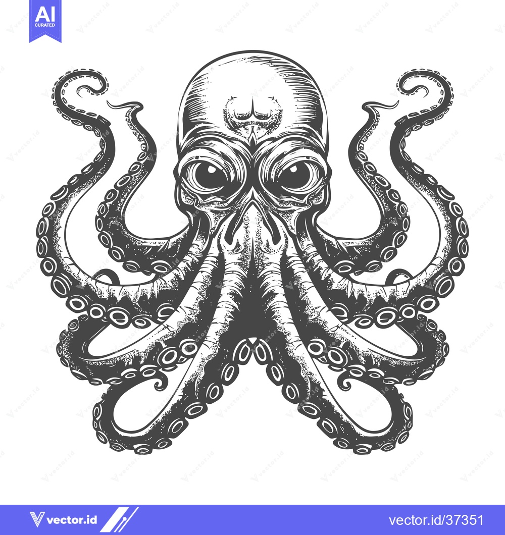 Premium Vector dari Detailed Illustration of an Octopus with a Single Eye on Each Side of