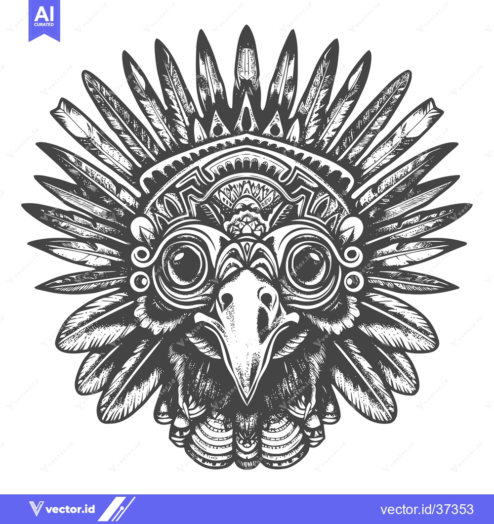 Premium Vector dari Detailed Illustration of an Ornate Bird Head with Feathers