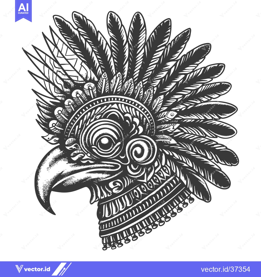 Premium Vector of Detailed Illustration of an Ornate Eagle Head with Feathers