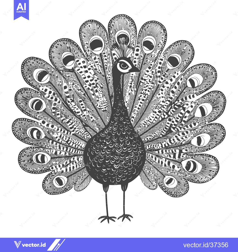 Premium Vector dari Detailed Illustration of a Peacock with Spread Feathers