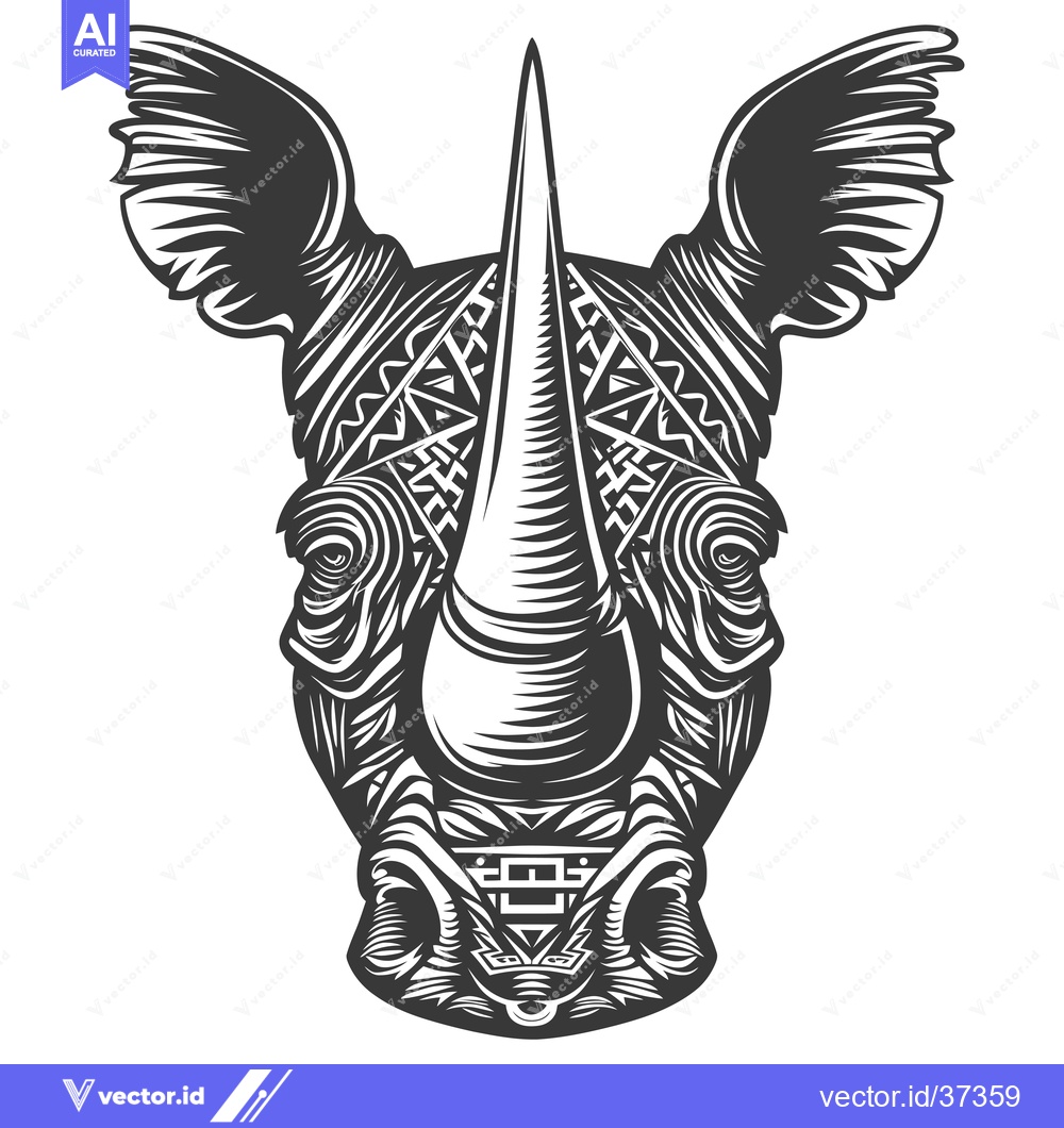 Premium Vector dari Detailed Illustration of a Rhinoceros Head with Geometric Patterns