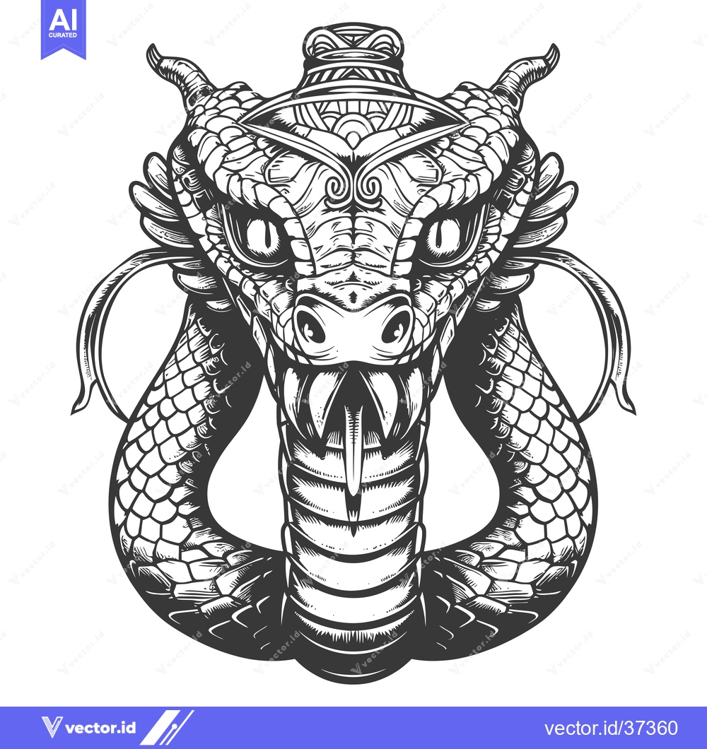 Premium Vector of Detailed Illustration of a Serpent's Head with Ornate Designs