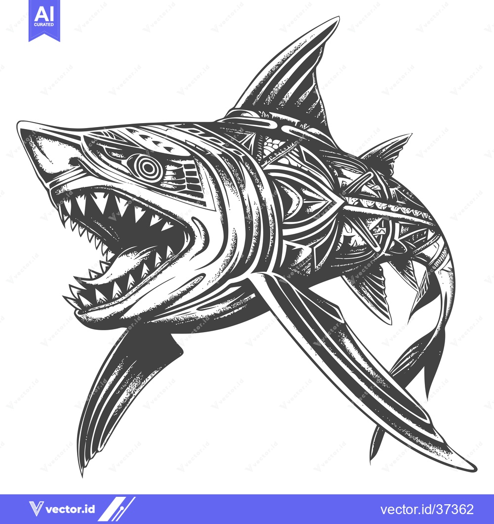 Premium Vector dari Detailed Illustration of a Shark with Geometric Patterns