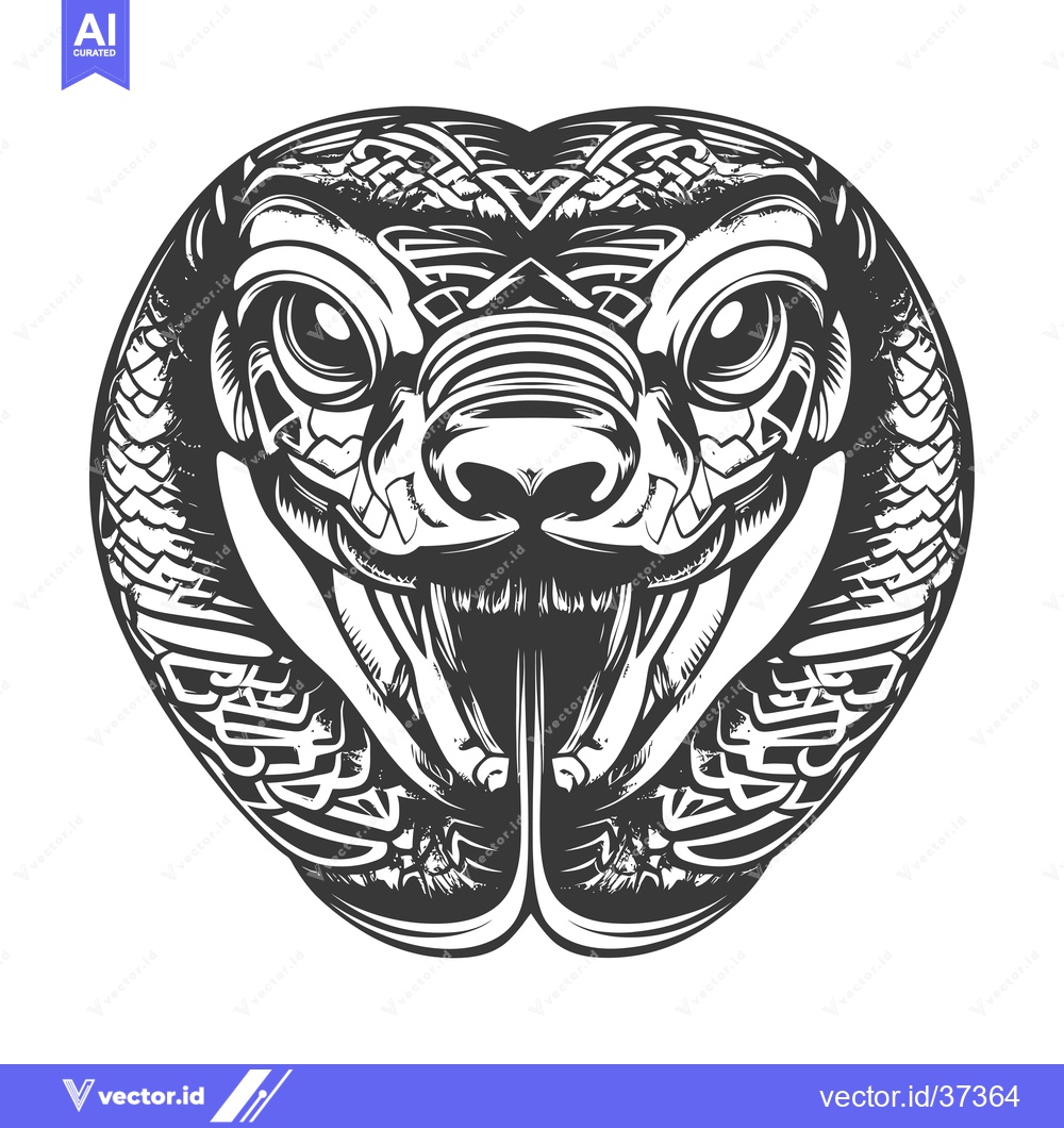 Premium Vector of Detailed Illustration of a Snake's Head with Fangs and Eyes