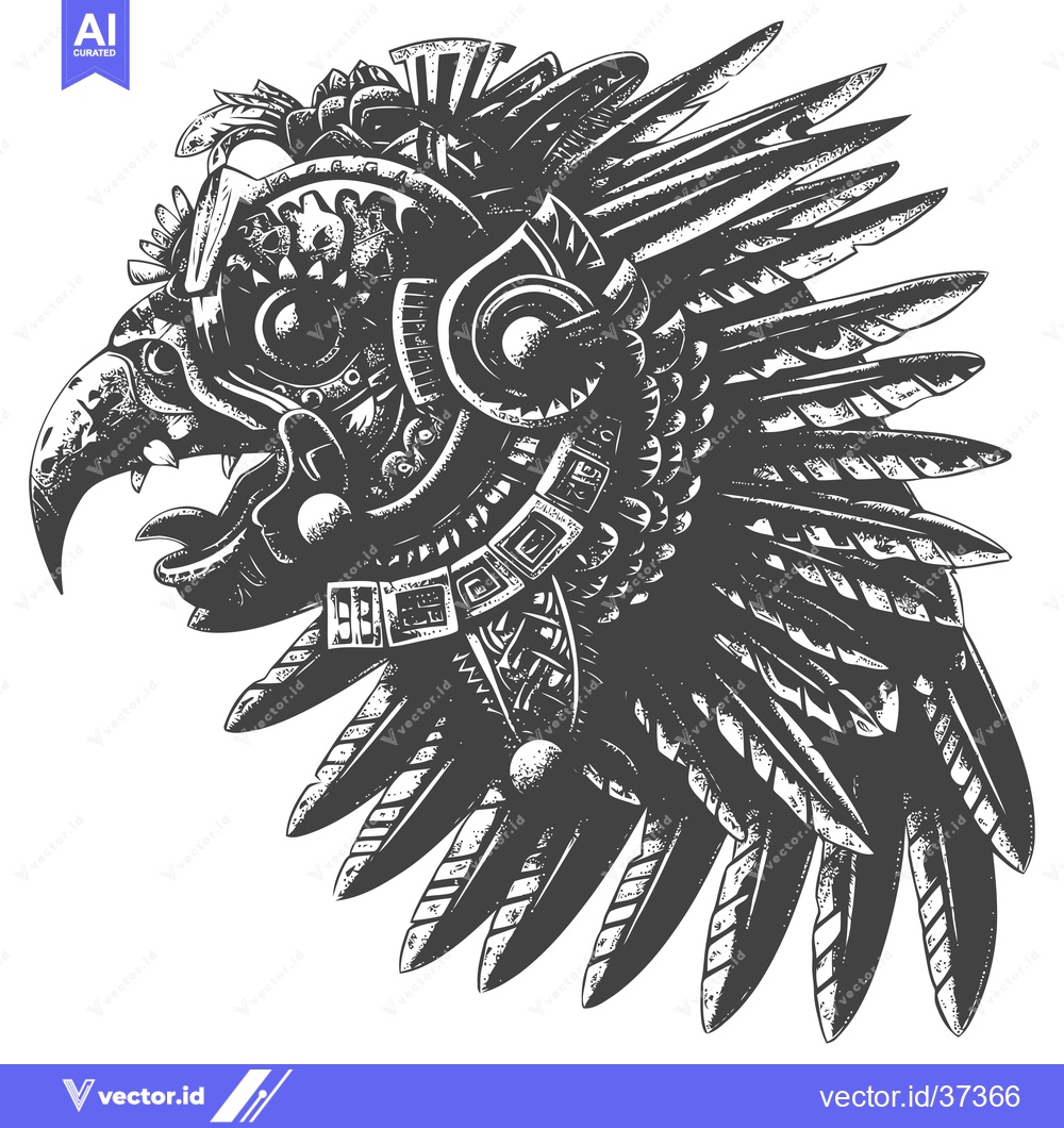 Premium Vector of Detailed Illustration of a Stylized Bird Head with Feathers