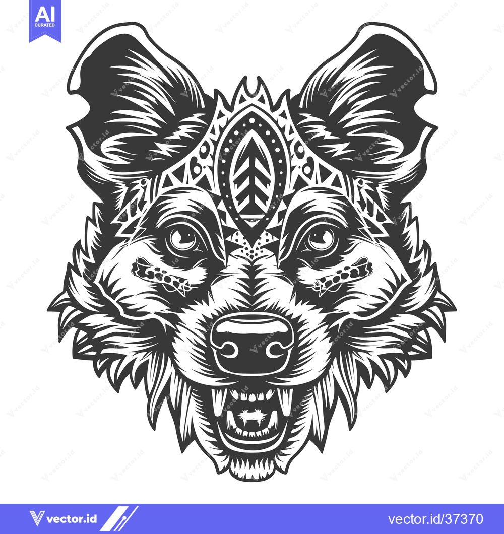 Premium Vector dari Detailed Illustration of a Wolf's Head with a Geometric Design Above I
